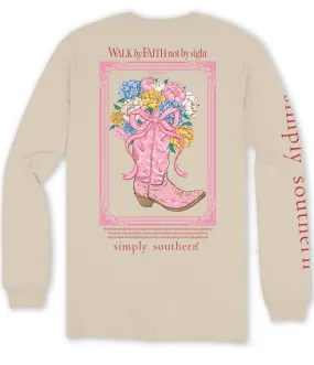 Simply Southern Walk By Faith Boot Flower Long Sleeve T-Shirt