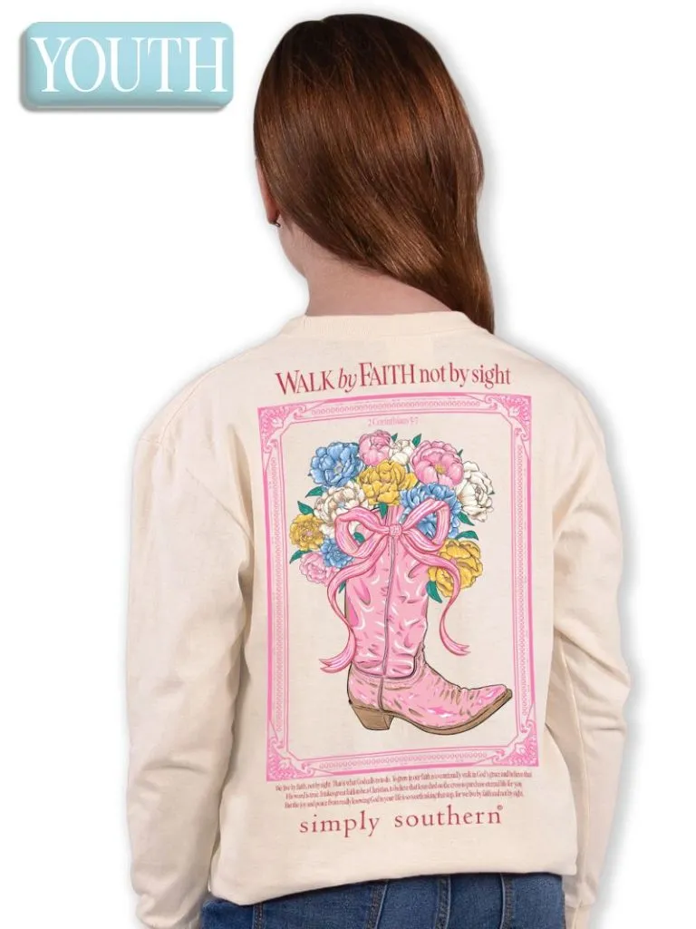 Simply Southern Walk By Faith Boot Flower Long Sleeve T-Shirt