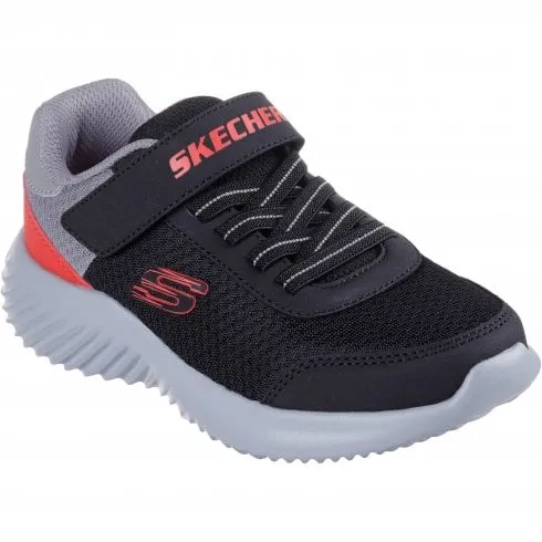 Skechers Bounder | Black/Red | Children's Classic Riptape Trainers