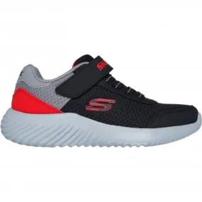 Skechers Bounder | Black/Red | Children's Classic Riptape Trainers