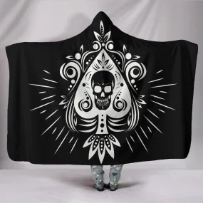 Skull Tattoo Design Black Hooded Blanket