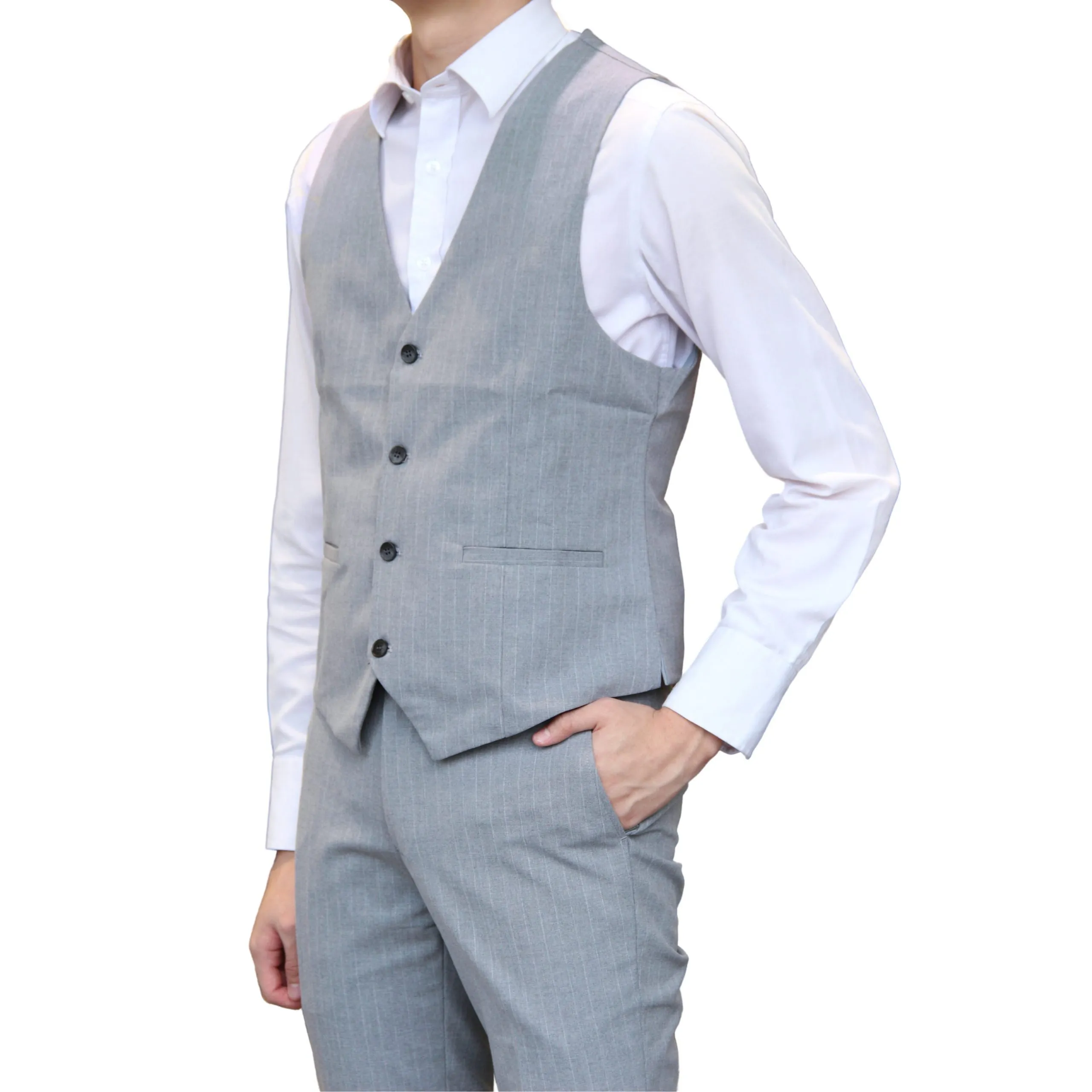 SmartMaster Skinny Fit Pattern Vest (Light Gray)