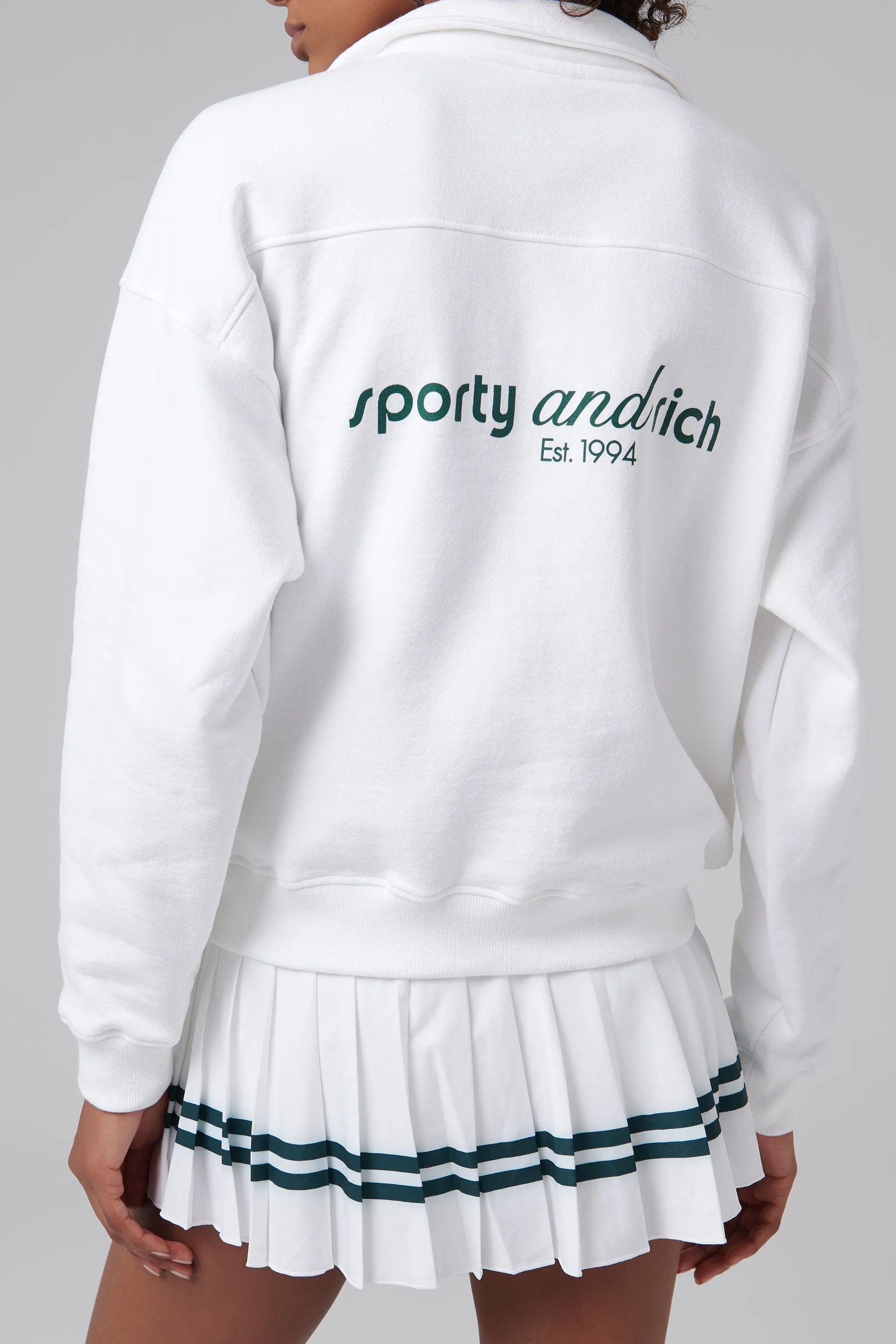 Sporty & Rich  White Quarter Zip Hoodie