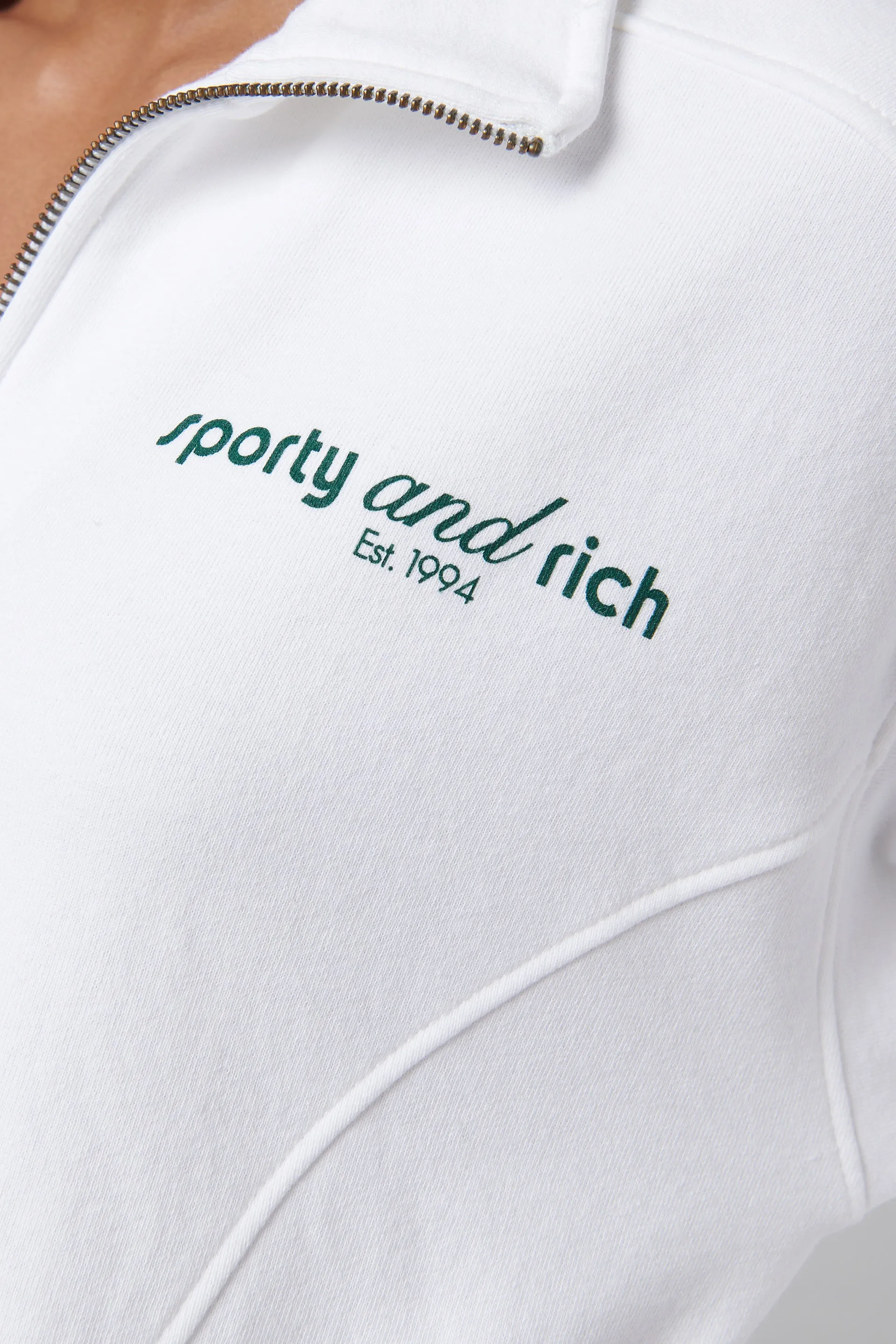 Sporty & Rich  White Quarter Zip Hoodie