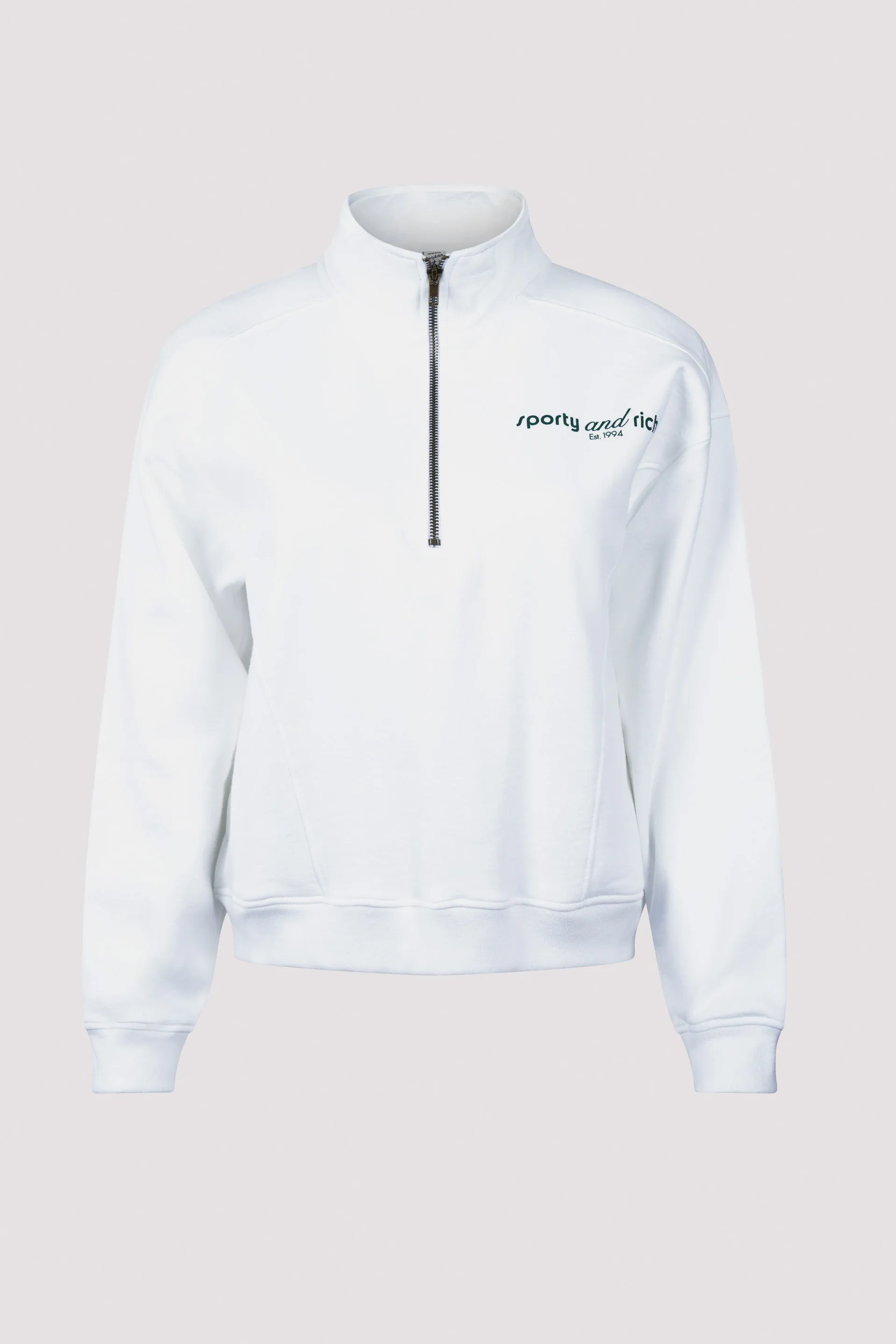 Sporty & Rich  White Quarter Zip Hoodie