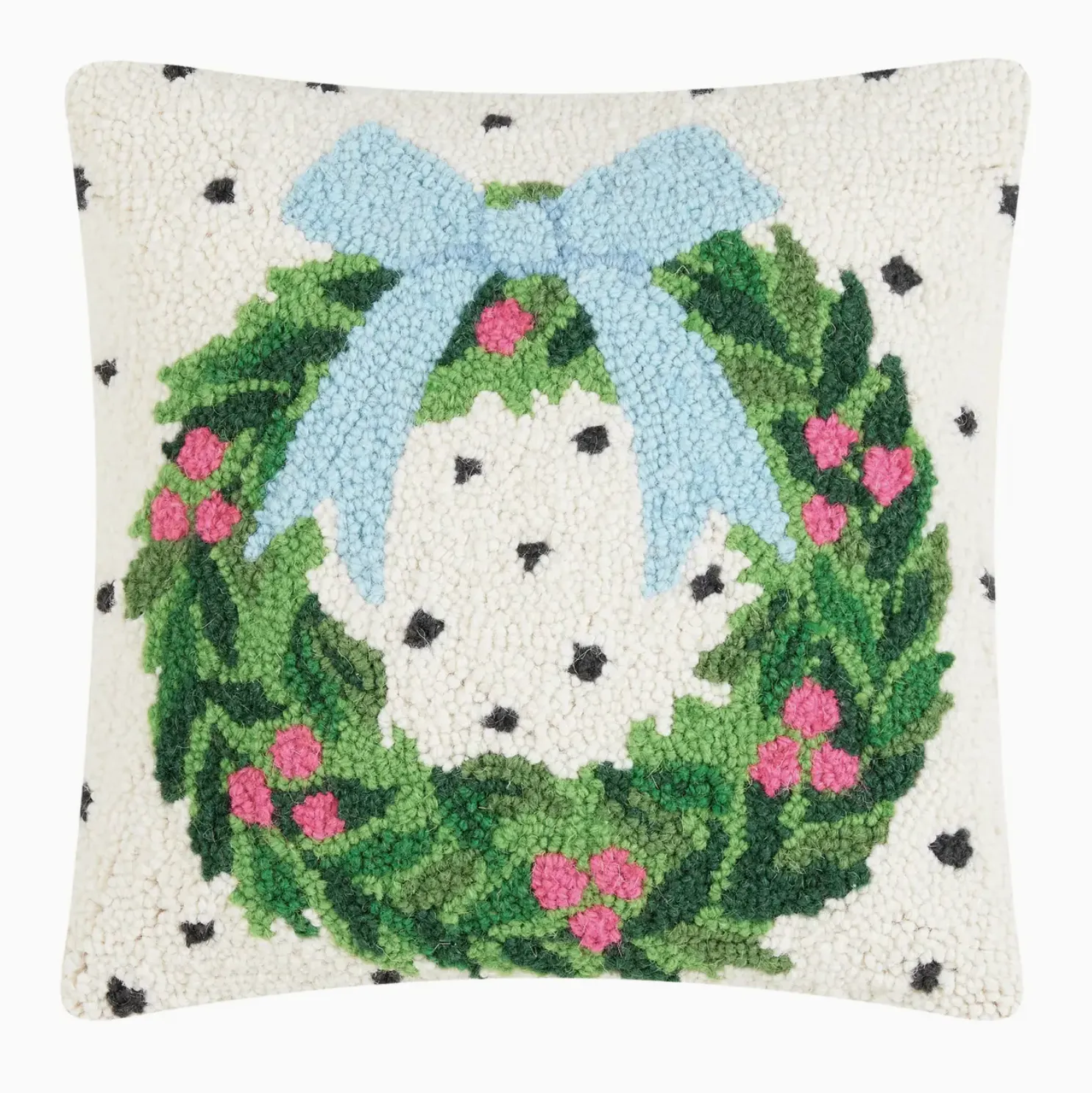 Spotted Holiday Wreath Hook Pillow