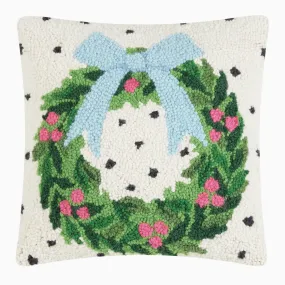 Spotted Holiday Wreath Hook Pillow