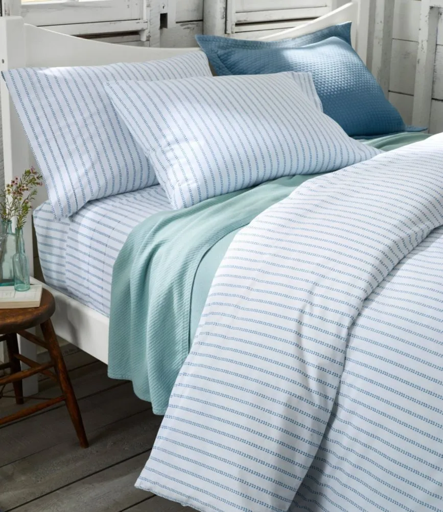 Sunwashed Percale Sheet Collection, Stripe Leaf