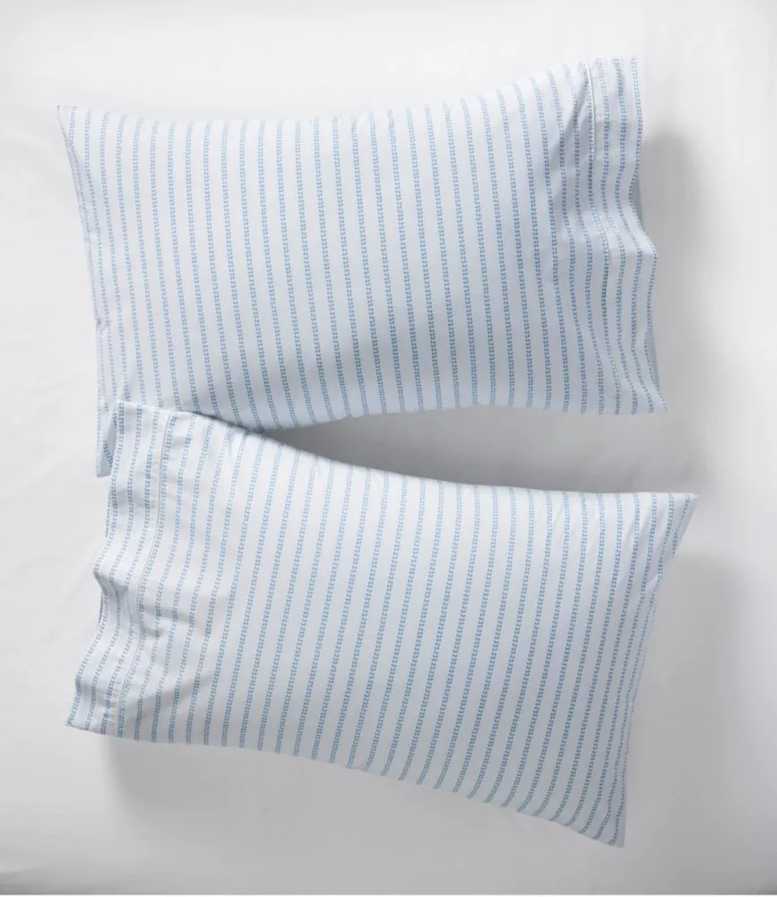 Sunwashed Percale Sheet Collection, Stripe Leaf