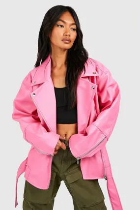 Super Oversized Belted Moto Jacket