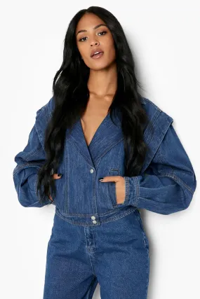 Tall Oversized Denim Moto Jacket