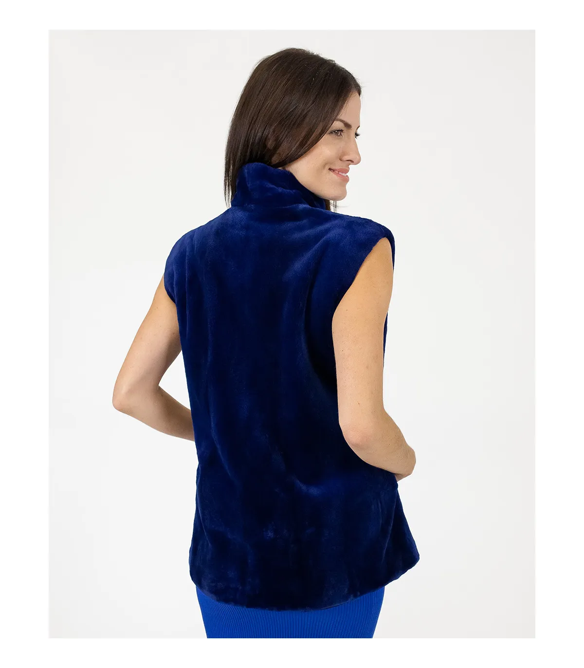 Taylor Midnight Blue Sheared Mink Vest at FurHatWorld.com