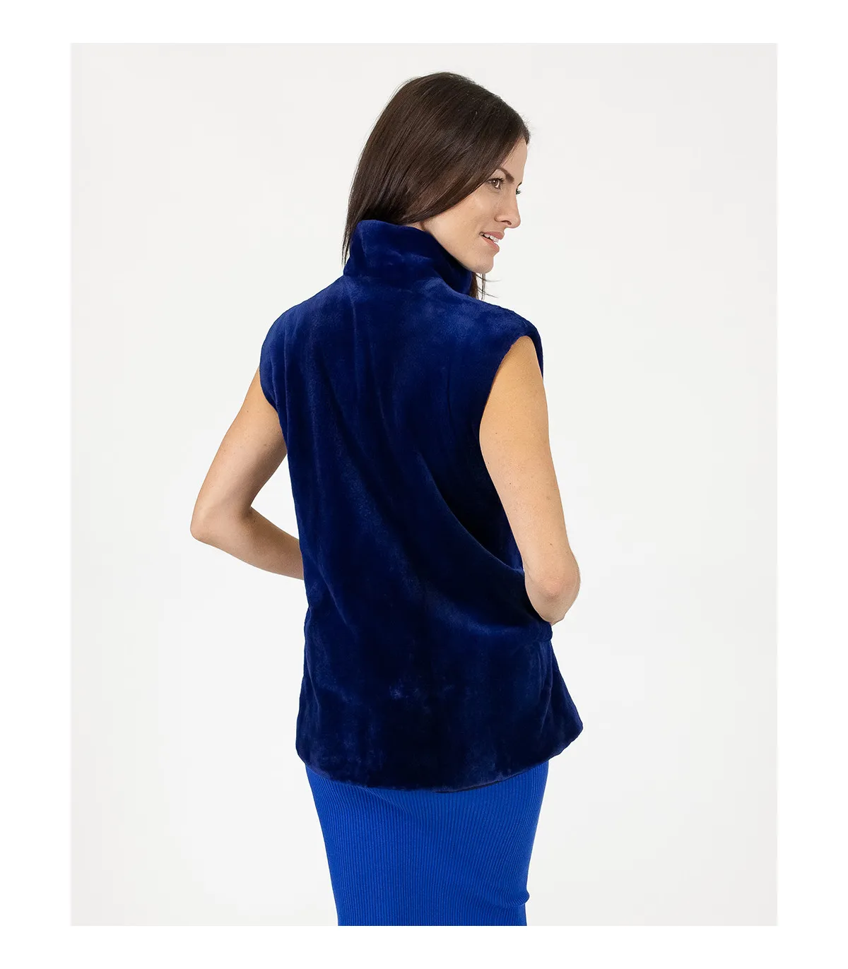 Taylor Midnight Blue Sheared Mink Vest at FurHatWorld.com