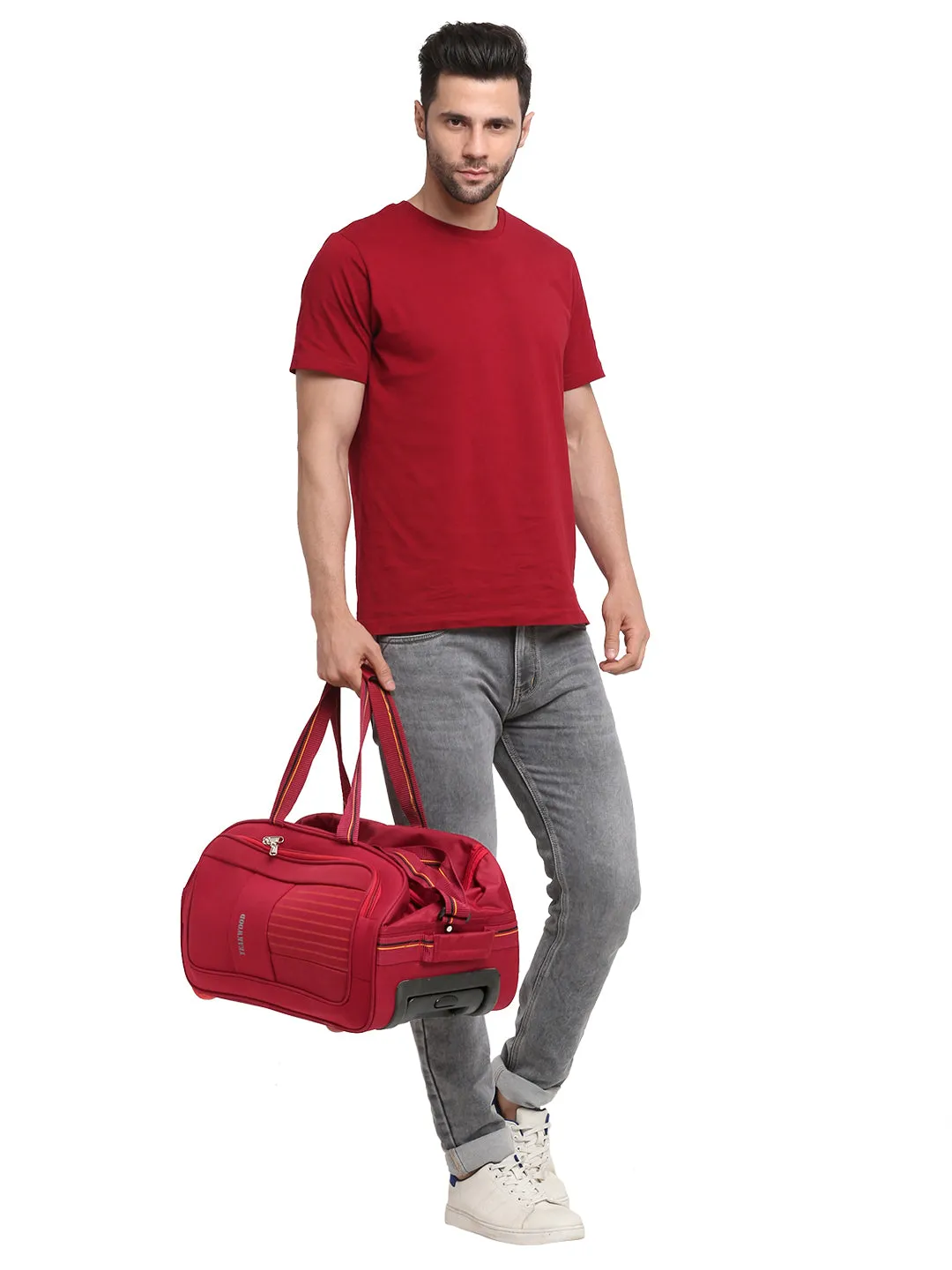 Teakwood Rolling Large Duffel Travel Bag (Red)