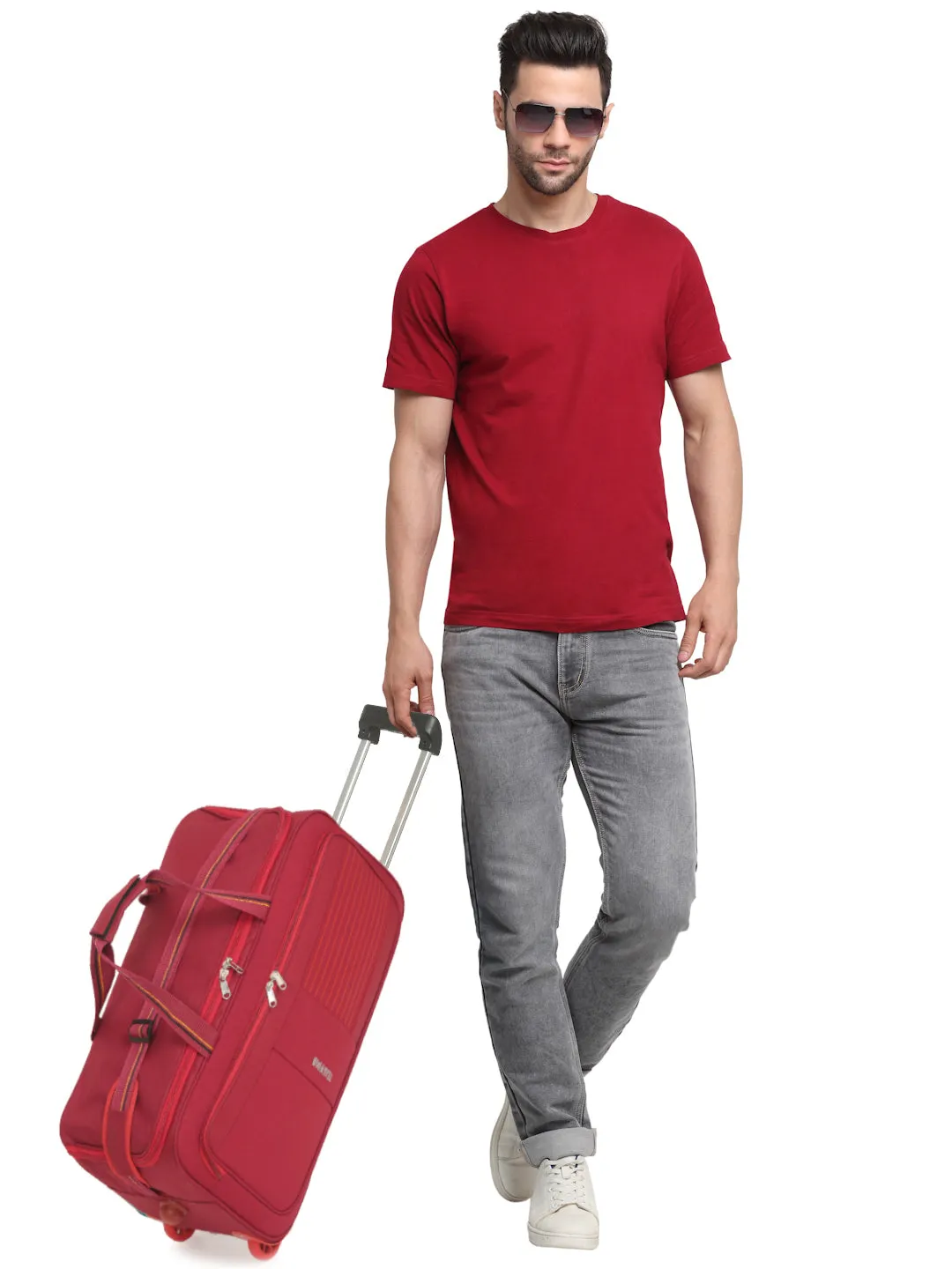 Teakwood Rolling Large Duffel Travel Bag (Red)