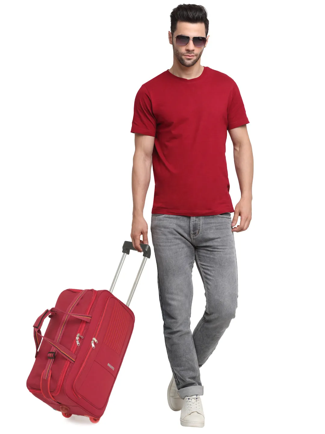 Teakwood Rolling Small Duffel Travel Bag (Red)