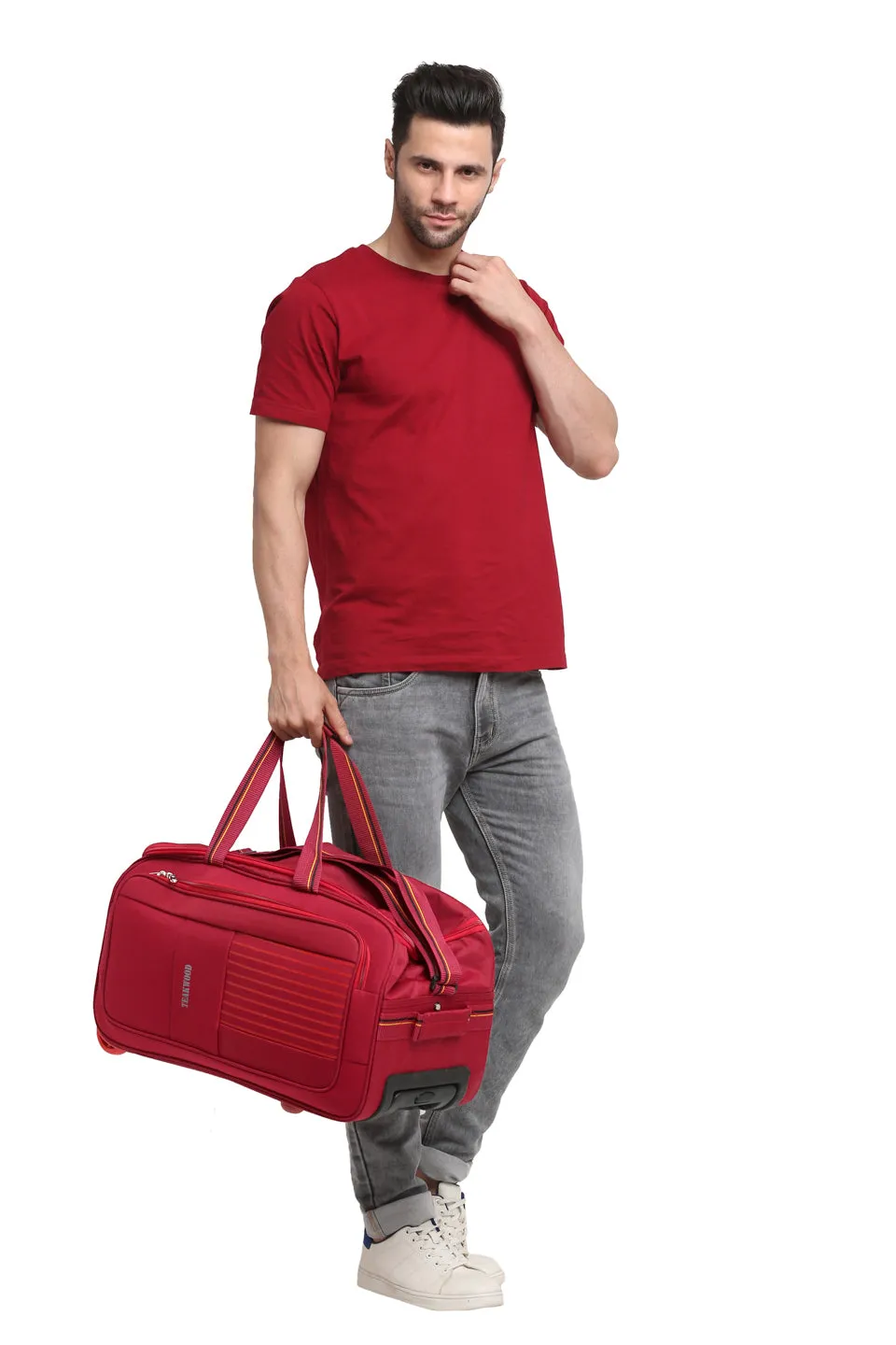 Teakwood Rolling Small Duffel Travel Bag (Red)