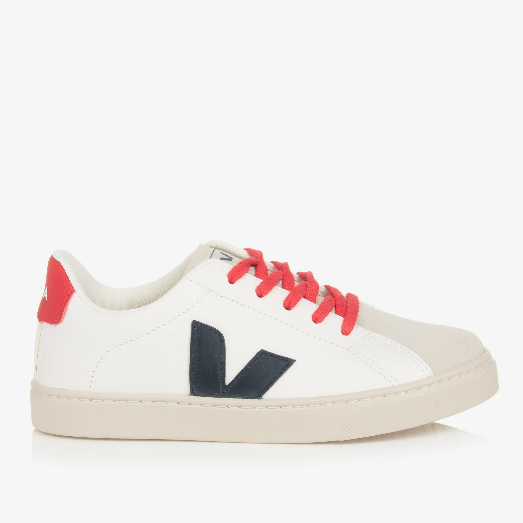 Teen White & Blue Esplar Leather Trainers