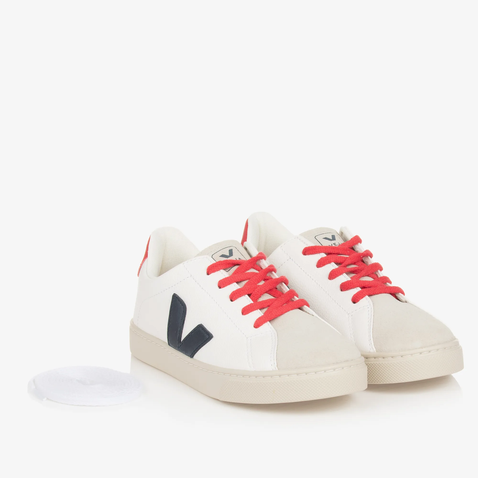 Teen White & Blue Esplar Leather Trainers