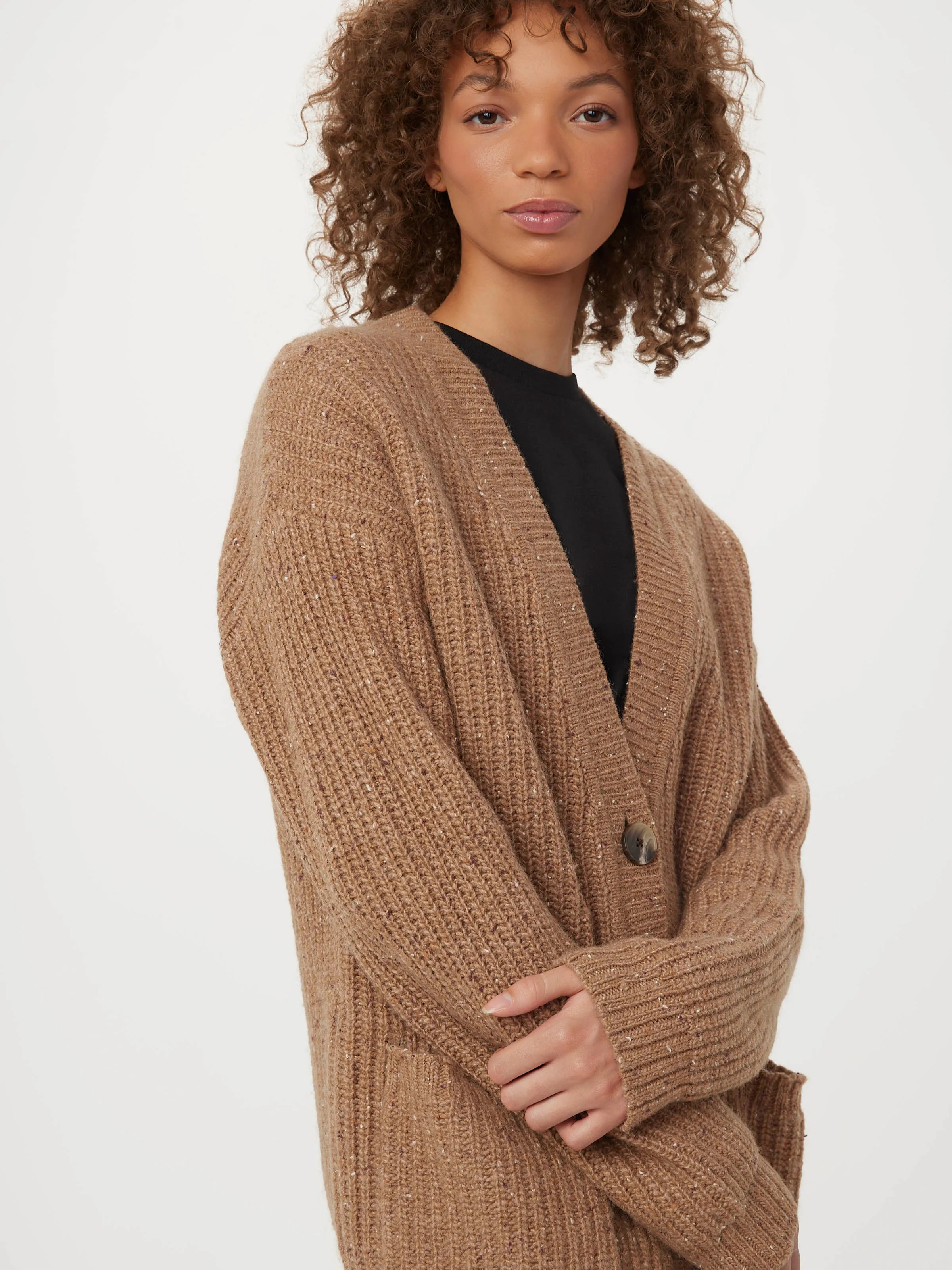 The Comfort Donegal Cardigan in Light Beige