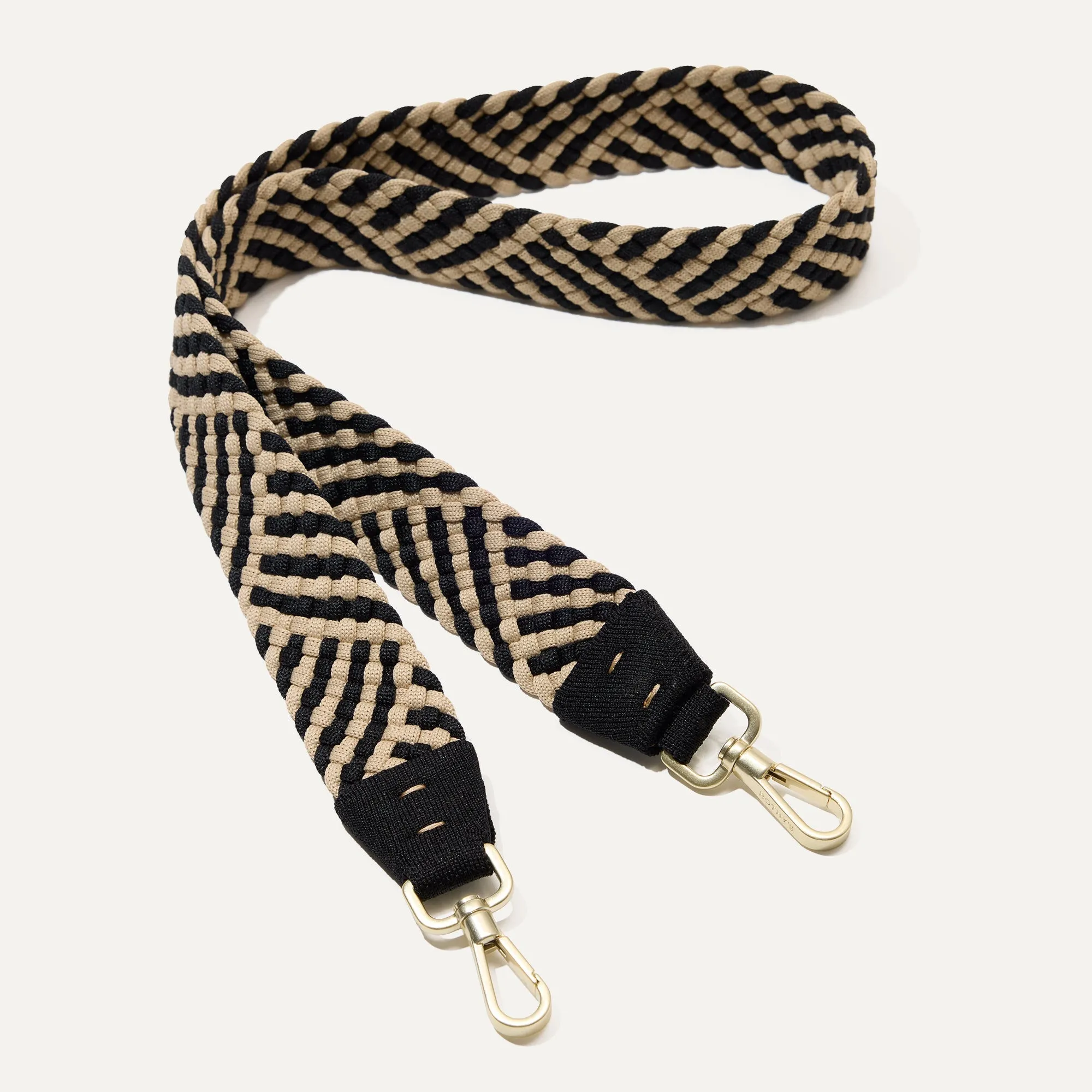 The Crossbody Strap in Black and Ivory Woven