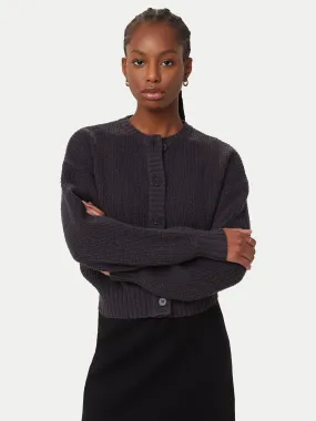 The Seawool Crewneck Cardigan in Dark Grey