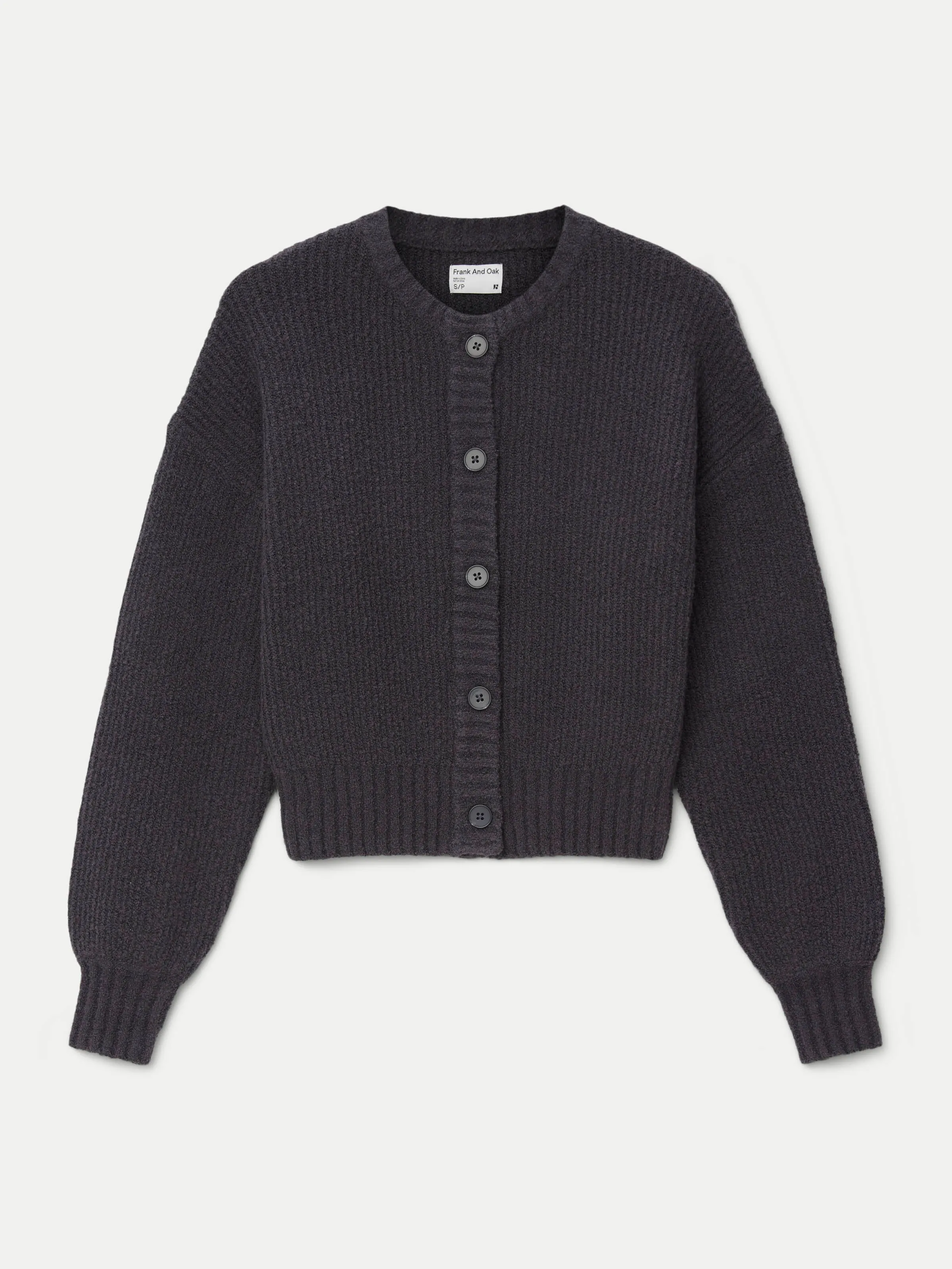 The Seawool Crewneck Cardigan in Dark Grey