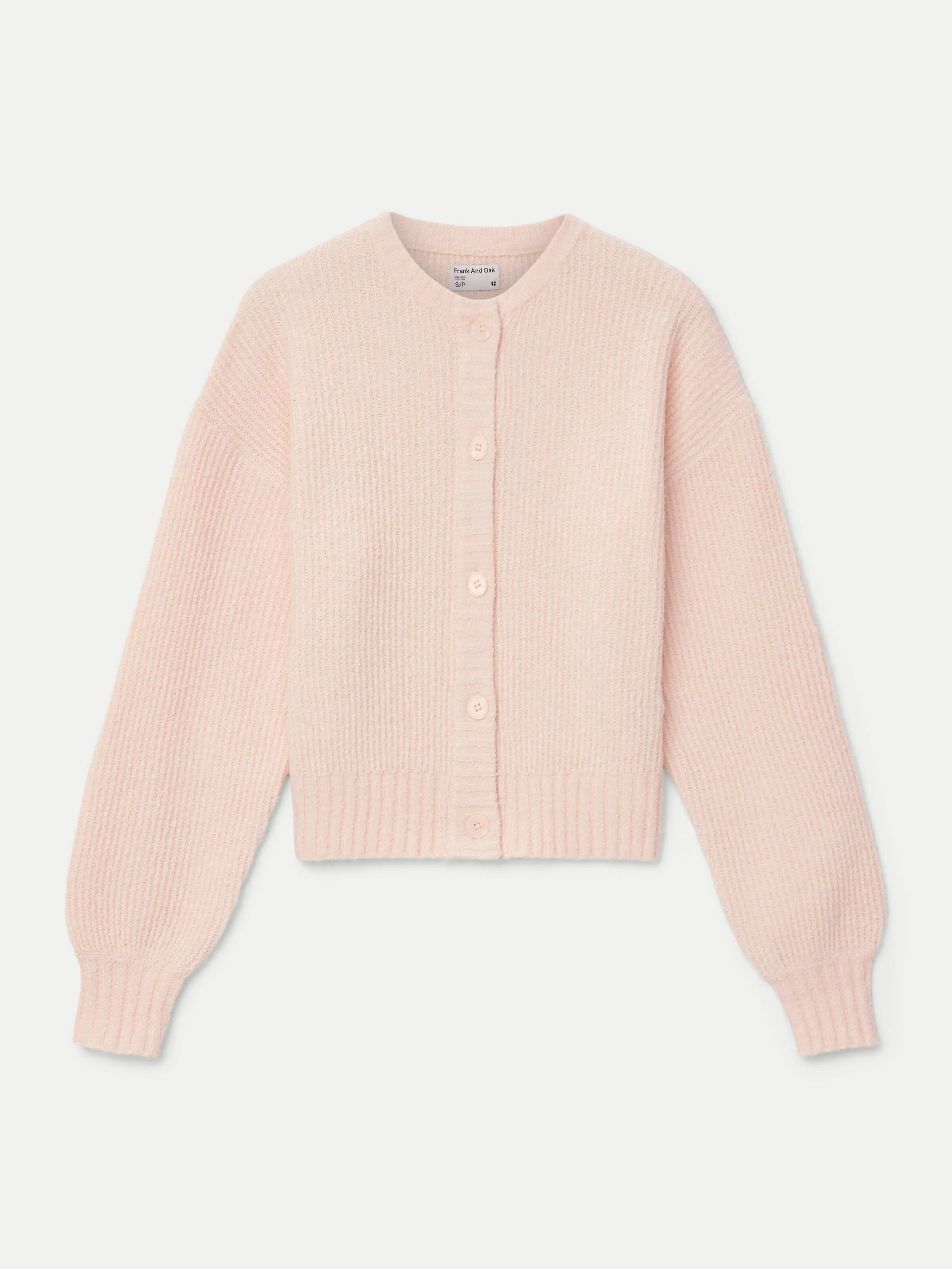 The Seawool Crewneck Cardigan in Light Peach