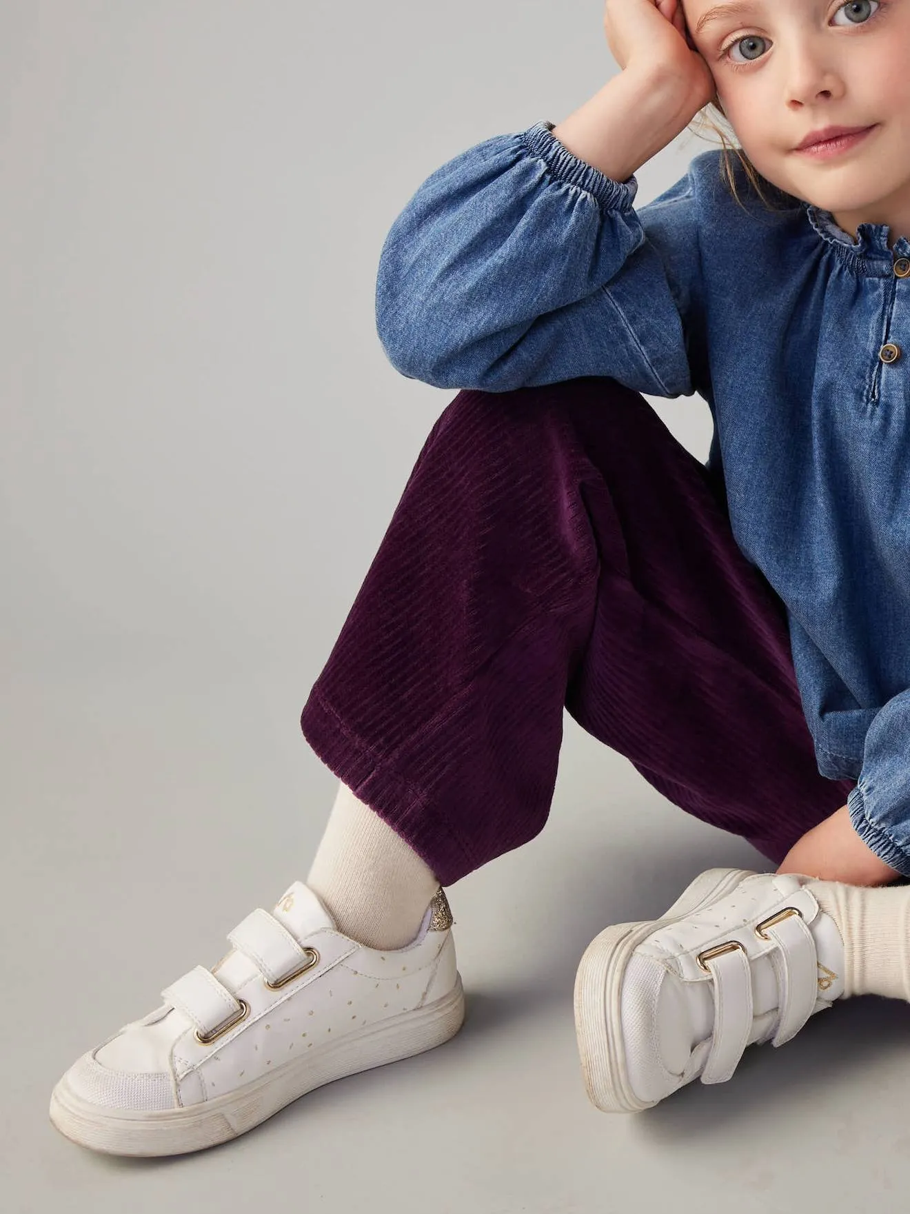 Trainers with Golden Details for Children - printed white