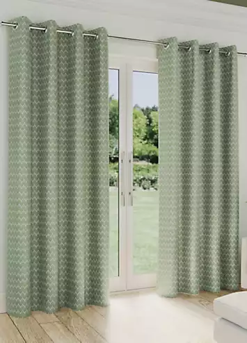 Tyrone Aspen Leaf Jacquard Lined Blockout Pair of Curtains | Kaleidoscope