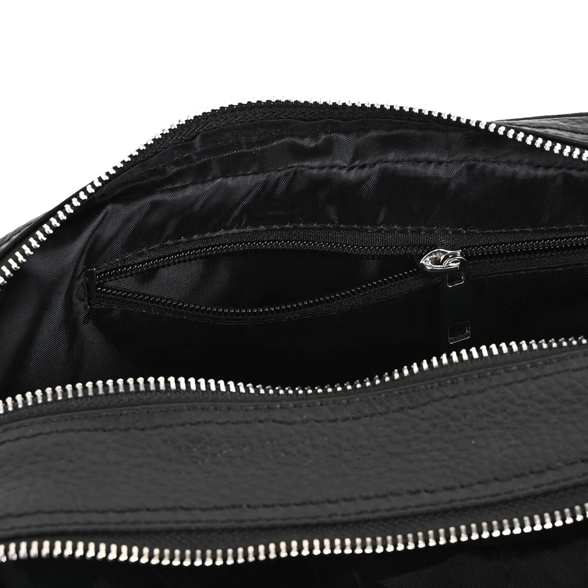 Unisex Black Solid Genuine Leather Travel Toiletry Kit Bag