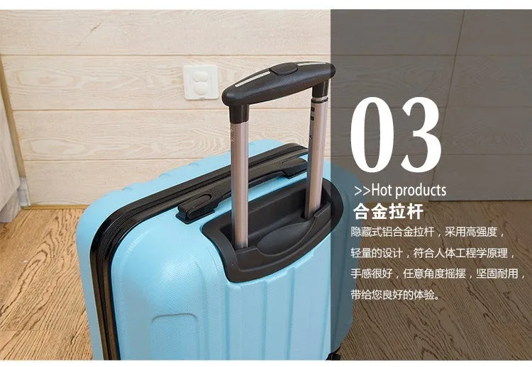 Unisex Retro Fashion Rolling Luggage Sets Spinner Travel Suitcase Bag