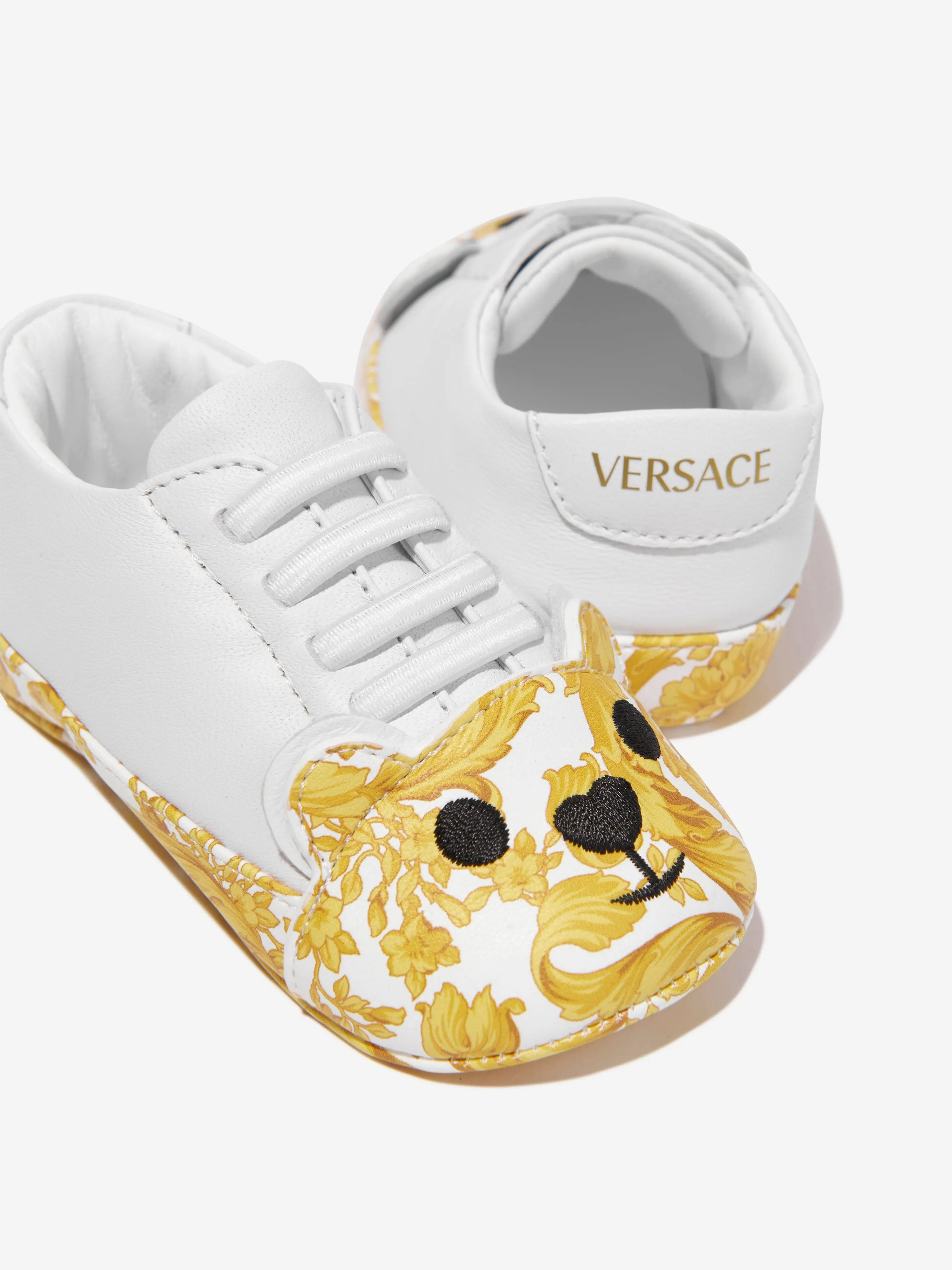 Versace Baby Barocco Teddy Bear Trainers in White