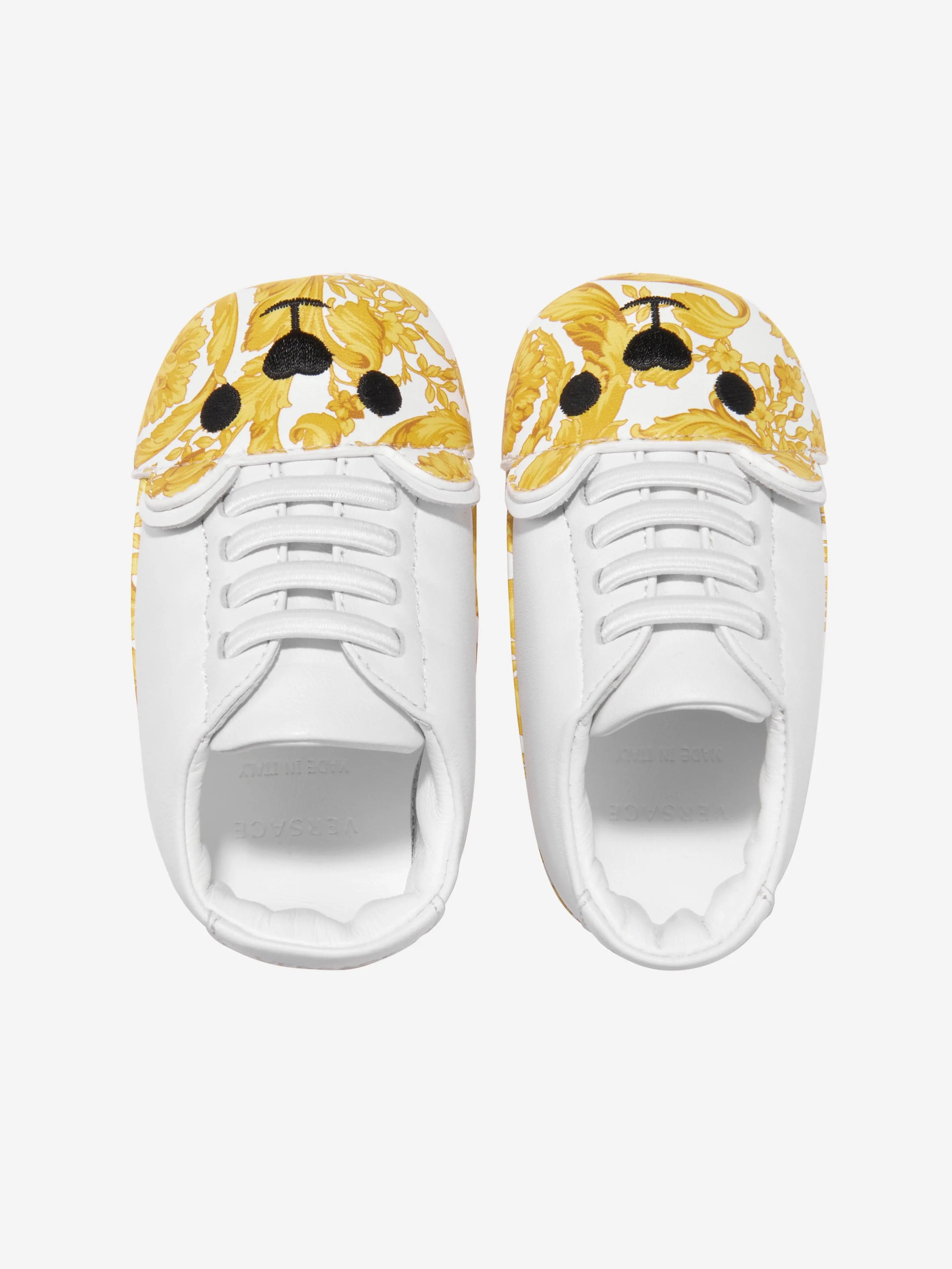 Versace Baby Barocco Teddy Bear Trainers in White