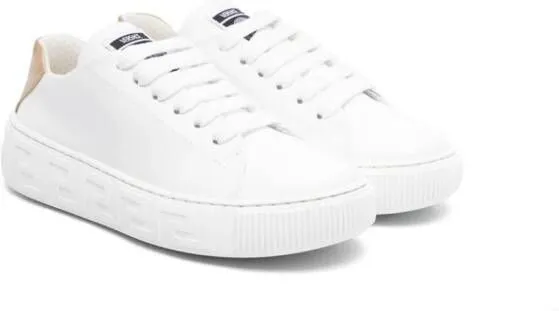 Versace Kids Greca-detail leather sneakers White