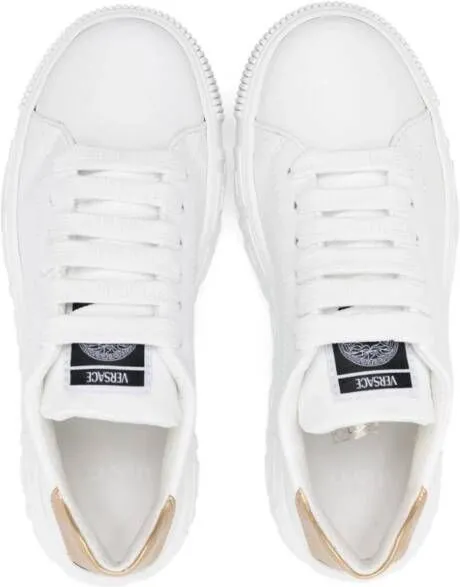 Versace Kids Greca-detail leather sneakers White