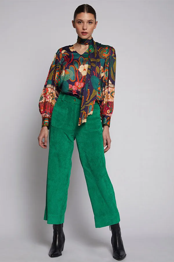 Vilagallo DORIN GREEN CORDUROY TROUSERS