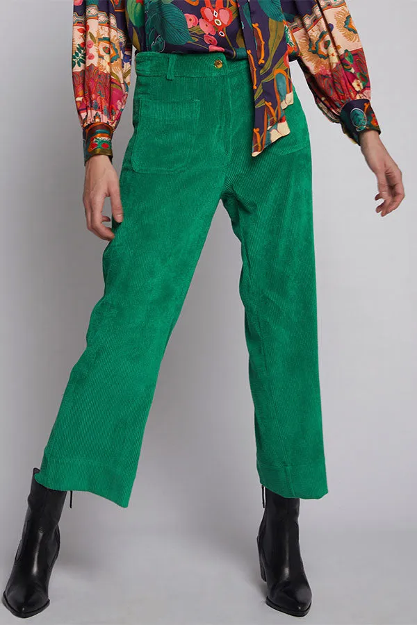 Vilagallo DORIN GREEN CORDUROY TROUSERS