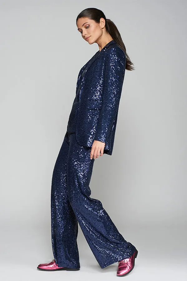 Vilagallo VENUS NAVY SEQUIN TROUSERS