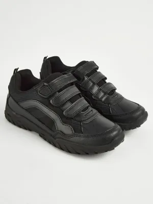 Wide Fit Black Triple Strap Trainers | School | George at ASDA