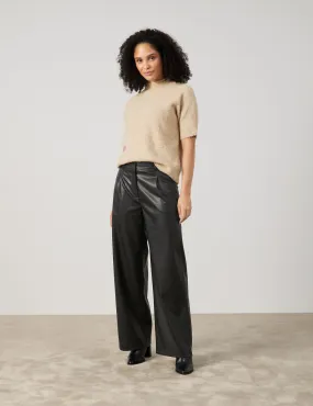 Wide-leg faux leather trousers