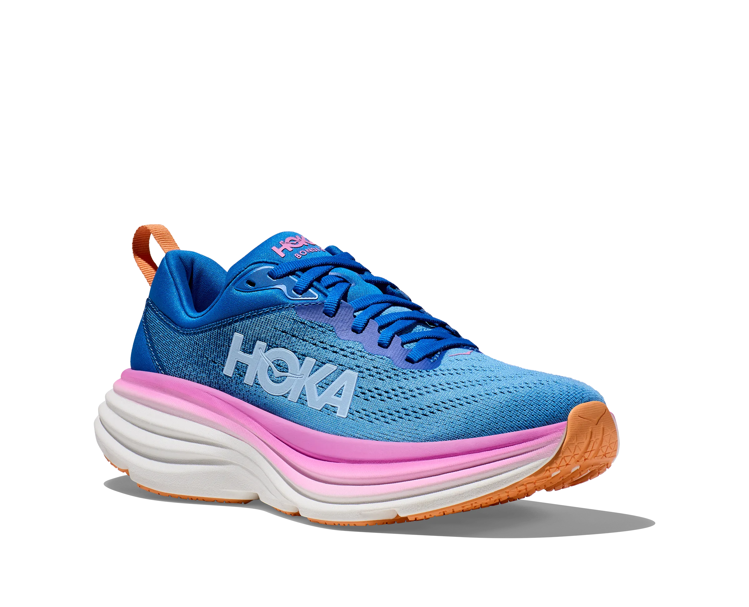 Women's Hoka Bondi 8 Color: Coastal Sky / All Aboard (WIDE WIDTH)