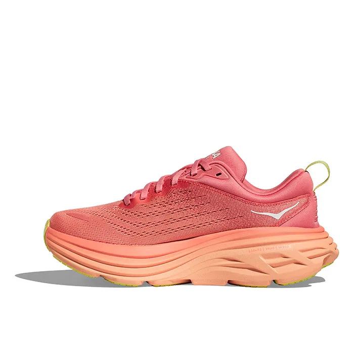 Womens Hoka Bondi 8 in Coral/Papaya