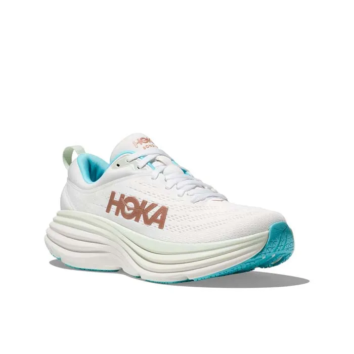 Womens Hoka Bondi 8 in Frost/Rose Gold