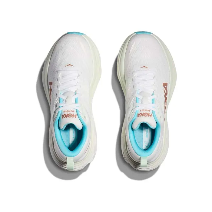 Womens Hoka Bondi 8 in Frost/Rose Gold