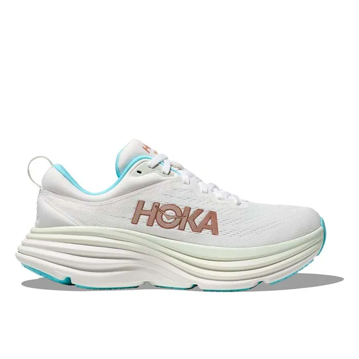 Womens Hoka Bondi 8 in Frost/Rose Gold