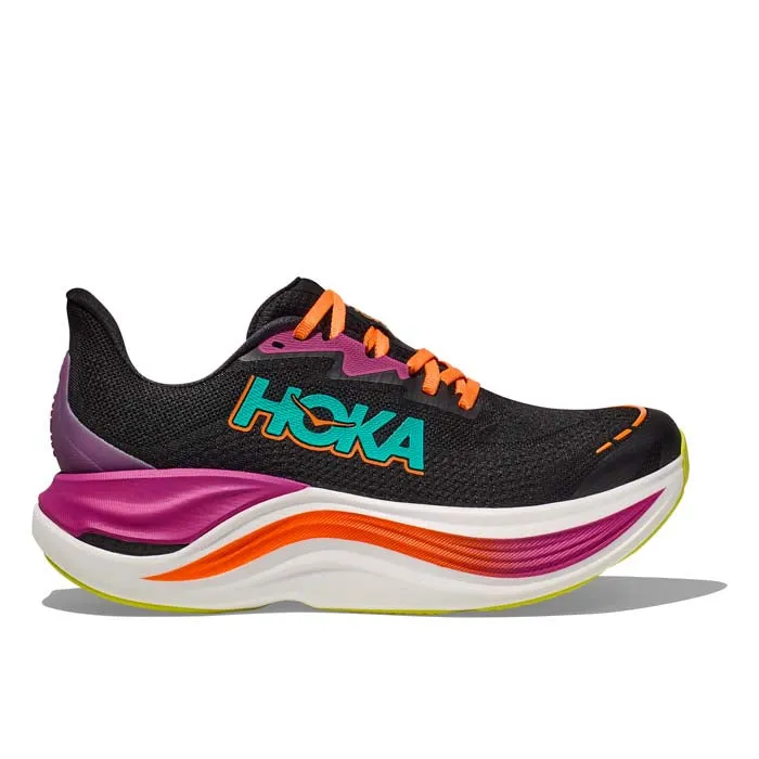 Womens Hoka Skyward X in Black/Electric Aqua