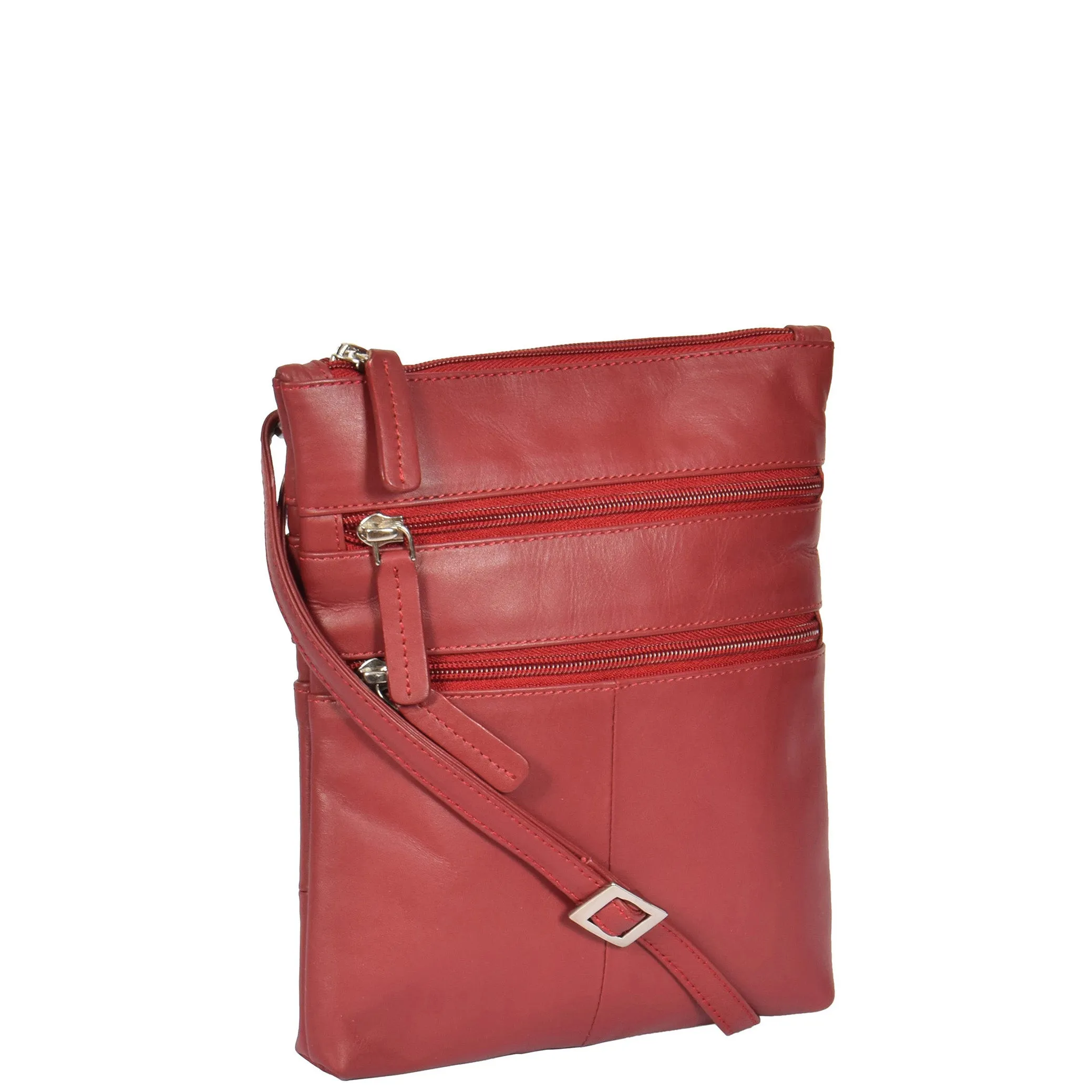 Womens Leather Small Cross Body Travel Bag Beijing Red