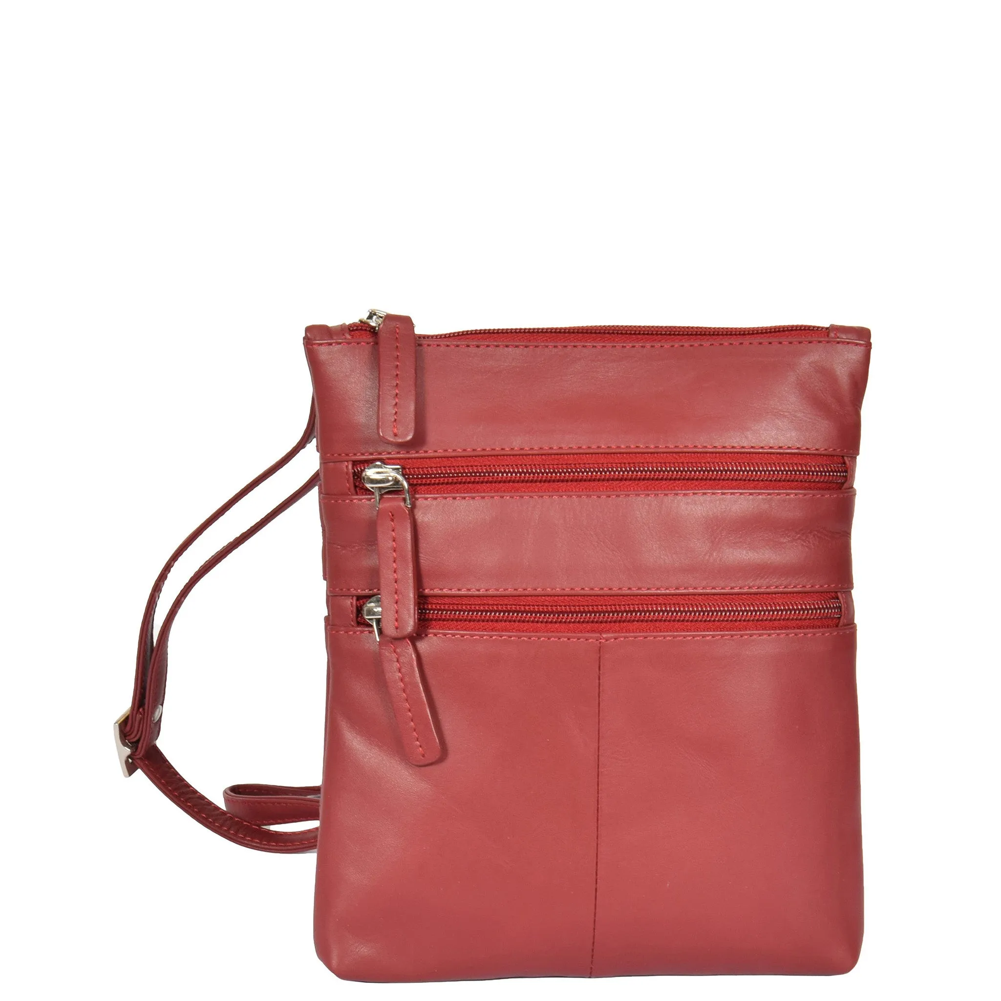 Womens Leather Small Cross Body Travel Bag Beijing Red