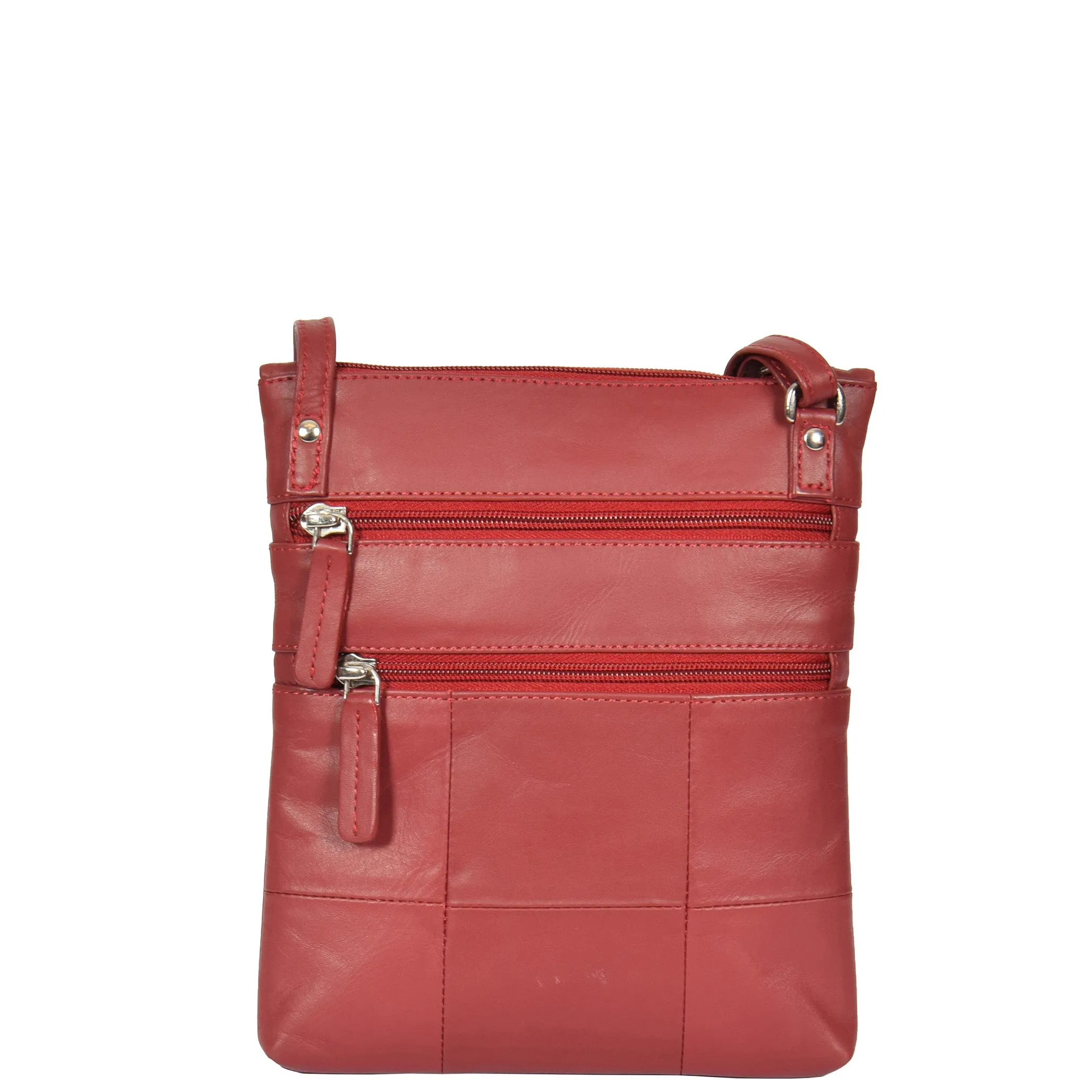 Womens Leather Small Cross Body Travel Bag Beijing Red